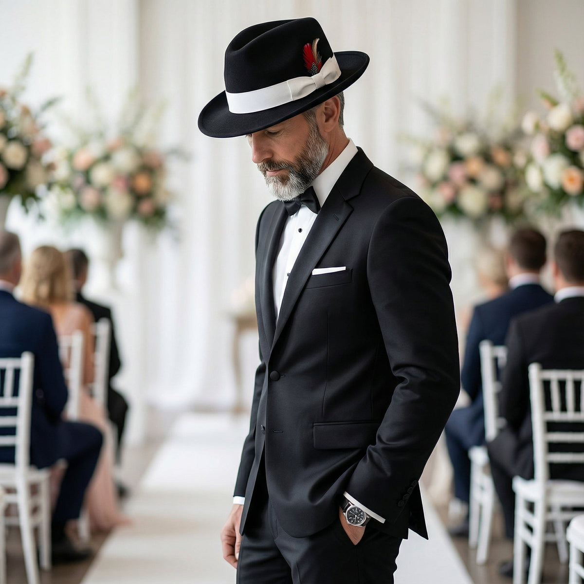 Black/White Crushable Wool Felt Fedora Hat for Men – 100% Australian Wool