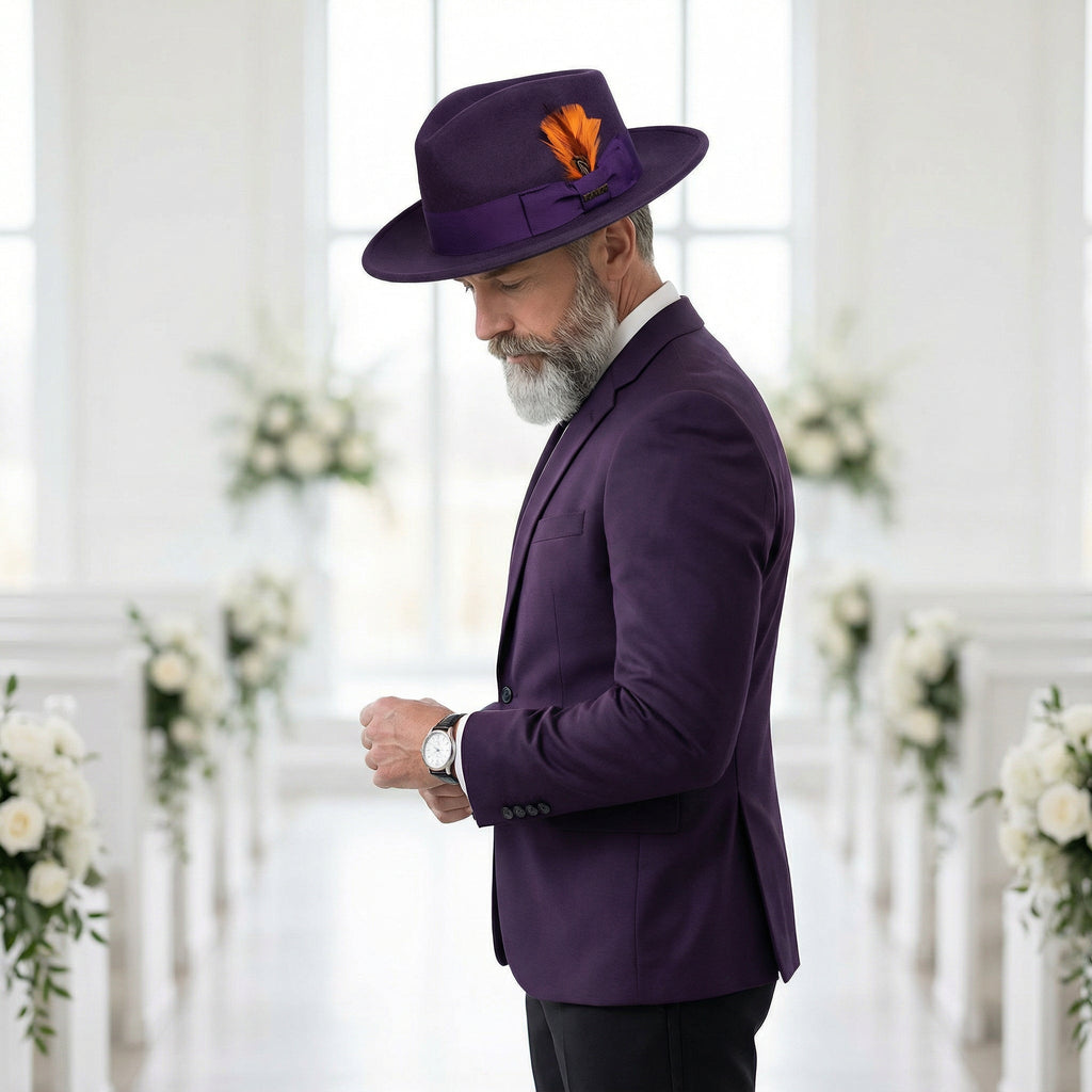Purple Crushable Wool Felt Fedora Hat for Men – 100% Australian Wool
