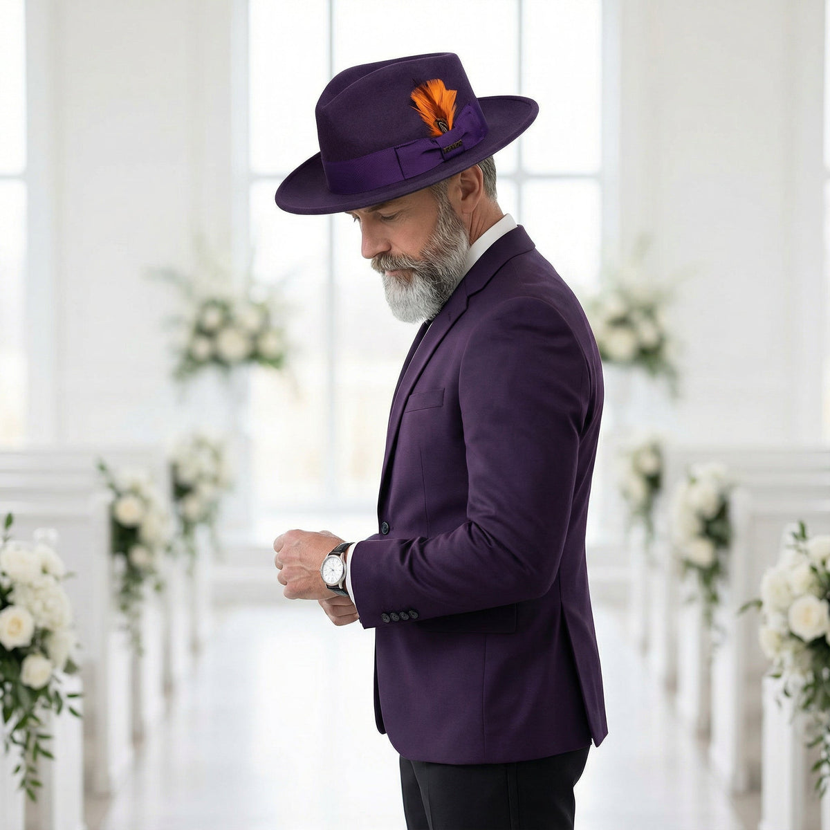 Purple Crushable Wool Felt Fedora Hat for Men – 100% Australian Wool
