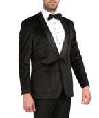 Ferrecci Men's Black Velvet Tuxedo Jacket – Slim Fit Shawl Lapel Dinner Jacket