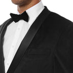 Ferrecci Men's Black Velvet Tuxedo Jacket – Slim Fit Shawl Lapel Dinner Jacket
