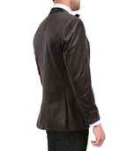 Ferrecci Men's Grey Velvet Tuxedo Jacket – Slim Fit Shawl Lapel Dinner Jacket