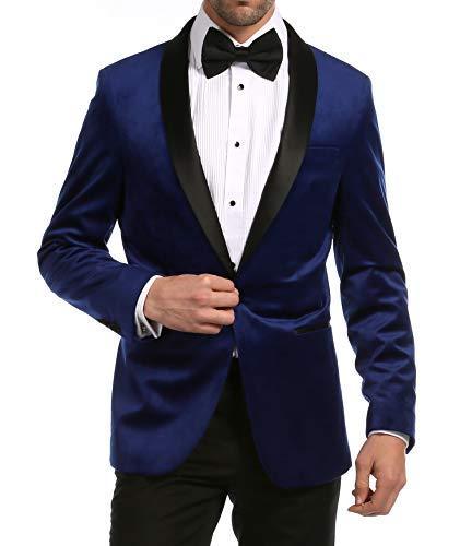 Ferrecci Men's Indigo Velvet Tuxedo Jacket – Slim Fit Shawl Lapel Dinner Jacket