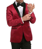 Ferrecci Men's Maroon Velvet Tuxedo Jacket – Slim Fit Shawl Lapel Dinner Jacket