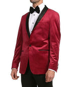 Ferrecci Men's Maroon Velvet Tuxedo Jacket – Slim Fit Shawl Lapel Dinner Jacket