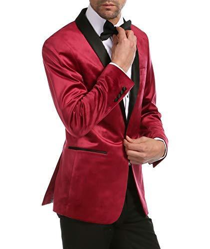 Ferrecci Men's Maroon Velvet Tuxedo Jacket – Slim Fit Shawl Lapel Dinner Jacket