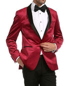 Ferrecci Men's Maroon Velvet Tuxedo Jacket – Slim Fit Shawl Lapel Dinner Jacket