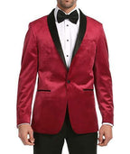 Ferrecci Men's Maroon Velvet Tuxedo Jacket – Slim Fit Shawl Lapel Dinner Jacket