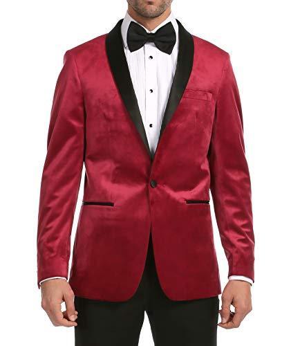 Ferrecci Men's Maroon Velvet Tuxedo Jacket – Slim Fit Shawl Lapel Dinner Jacket