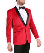 Ferrecci Men's Red Velvet Tuxedo Jacket – Slim Fit Shawl Lapel Dinner Jacket