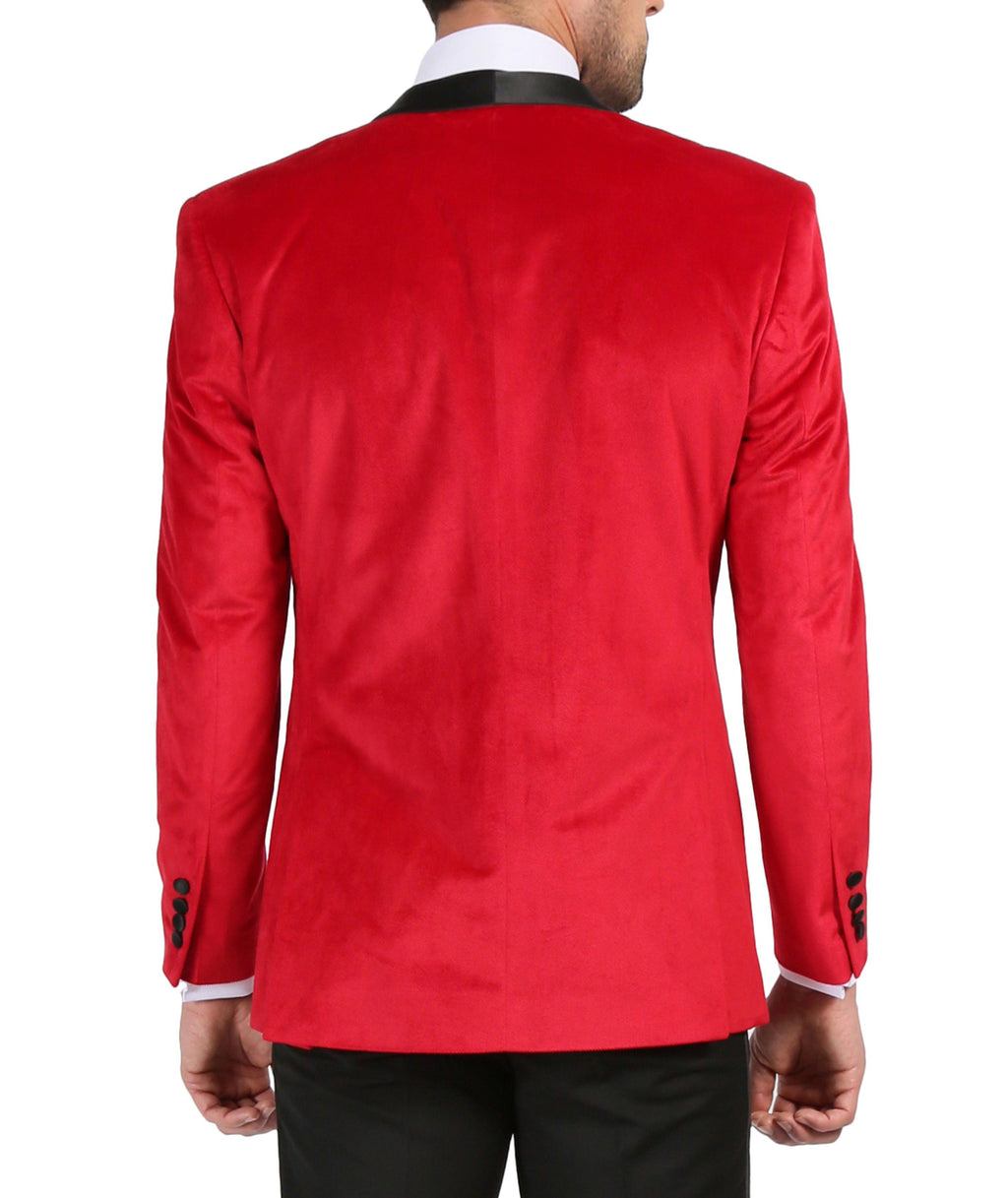 Ferrecci Men's Red Velvet Tuxedo Jacket – Slim Fit Shawl Lapel Dinner Jacket
