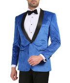 Ferrecci Men's Royal Blue Velvet Tuxedo Jacket – Slim Fit Shawl Lapel Dinner Jacket