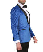 Ferrecci Men's Royal Blue Velvet Tuxedo Jacket – Slim Fit Shawl Lapel Dinner Jacket