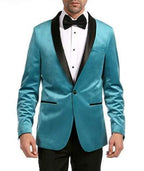 Ferrecci Men's Turquoise Velvet Tuxedo Jacket – Slim Fit Shawl Lapel Dinner Jacket
