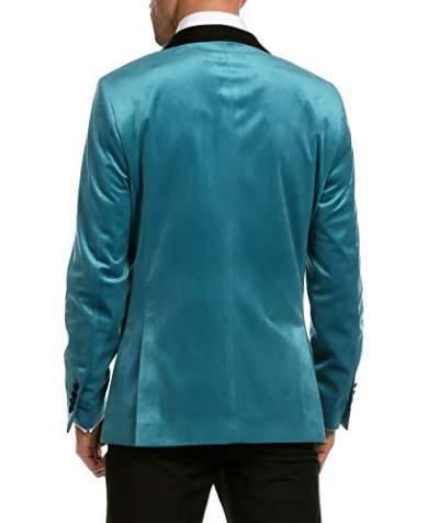 Ferrecci Men's Turquoise Velvet Tuxedo Jacket – Slim Fit Shawl Lapel Dinner Jacket