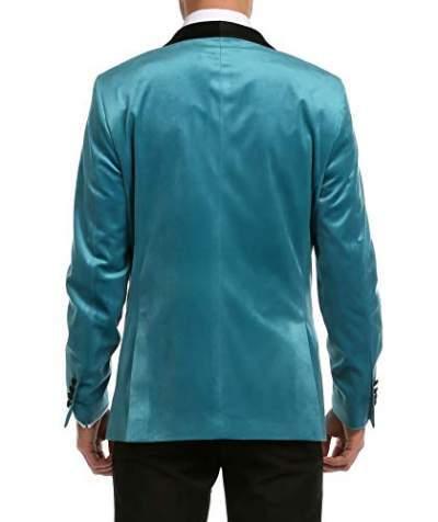 Ferrecci Men's Turquoise Velvet Tuxedo Jacket – Slim Fit Shawl Lapel Dinner Jacket