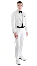 Ferrecci Men’s Regular Fit Peak Lapel White Tailcoat Tuxedo Set