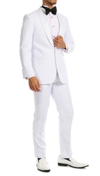 Ferrecci Men's Reno White Slim Fit Shawl Lapel 2 Piece Tuxedo Suit Set - Ferrecci USA 
