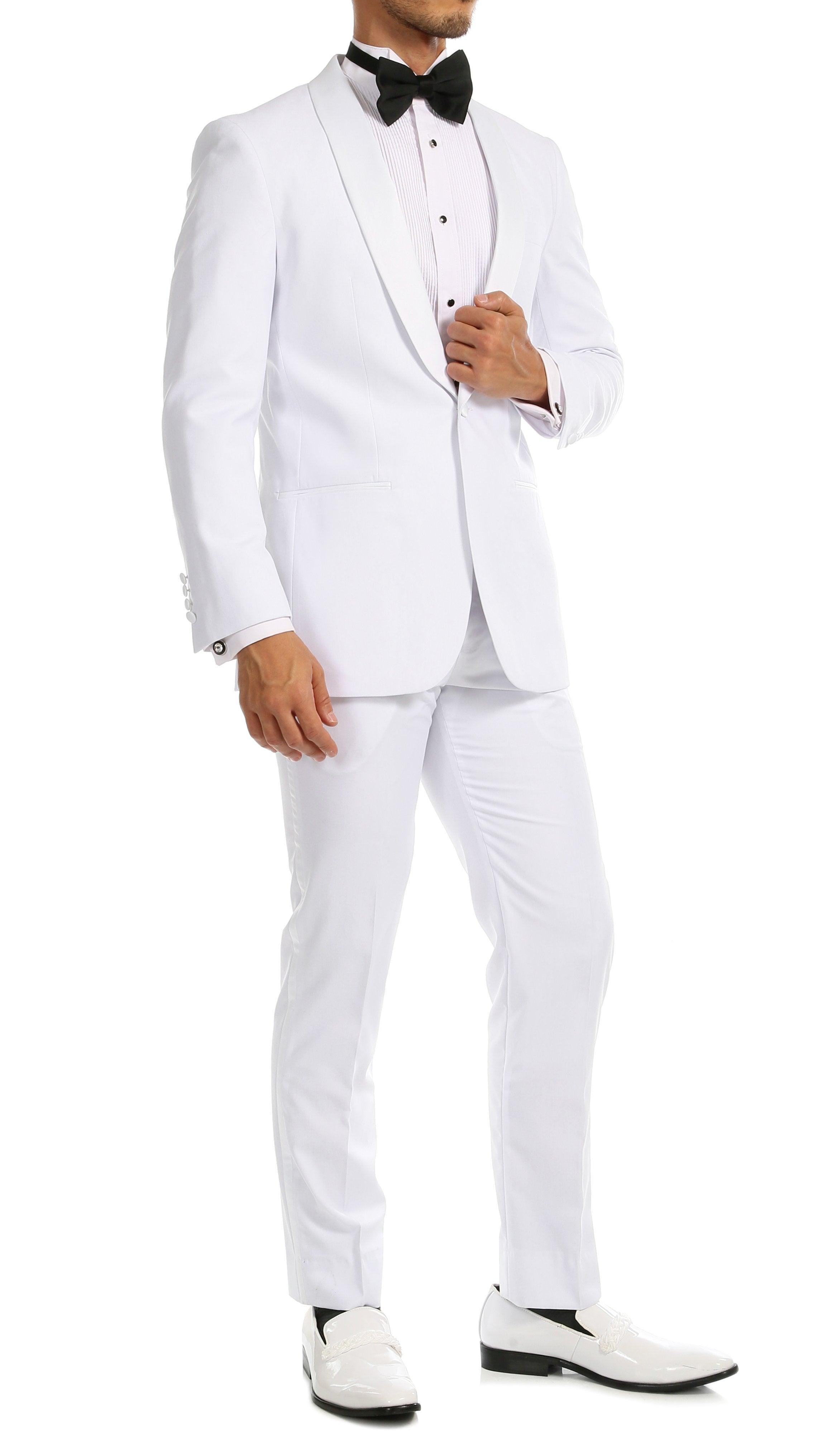 Ferrecci Men's Reno White Slim Fit Shawl Lapel 2 Piece Tuxedo Suit Set - Ferrecci USA 