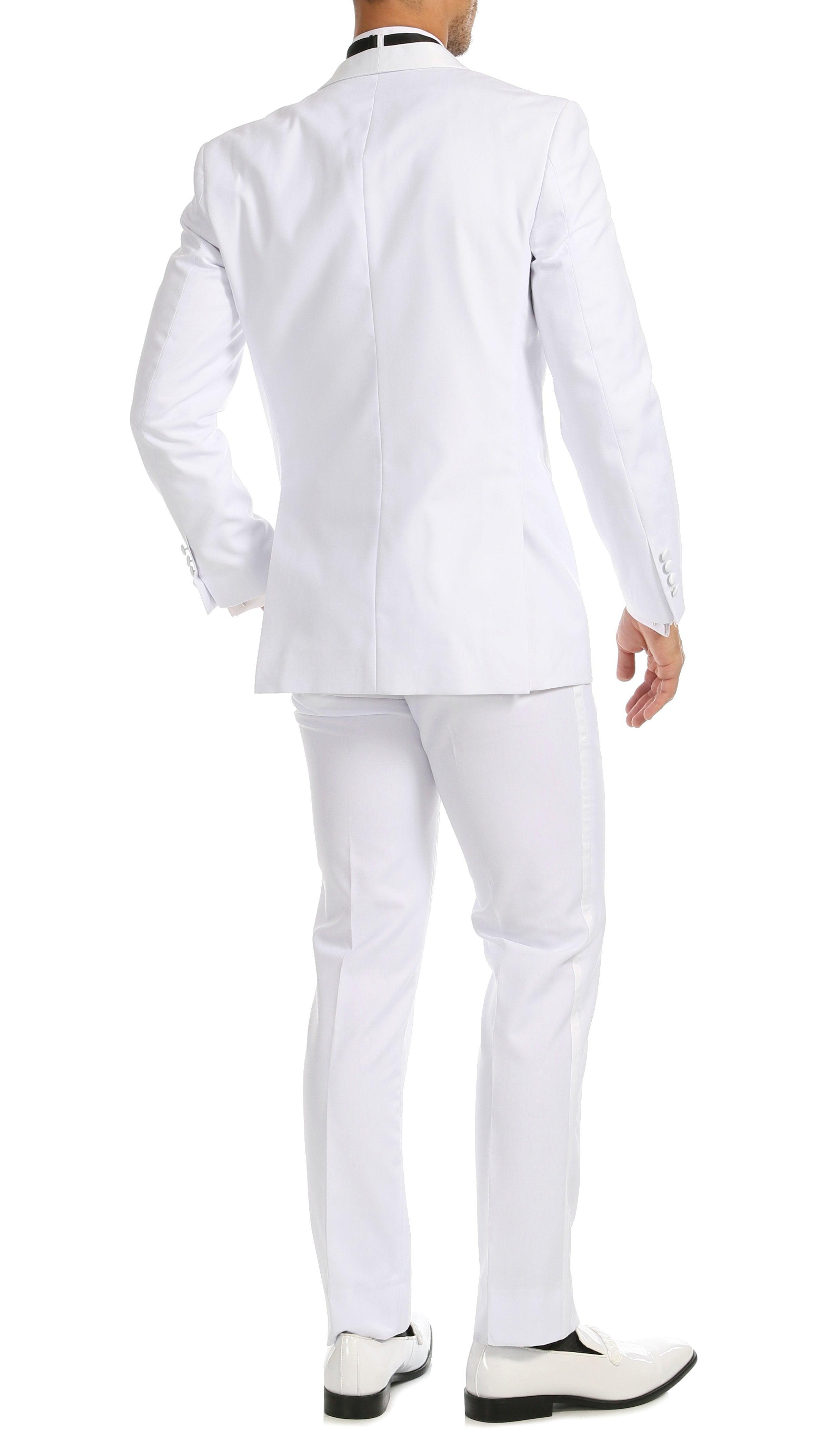 Ferrecci Men's Reno White Slim Fit Shawl Lapel 2 Piece Tuxedo Suit Set - Ferrecci USA 