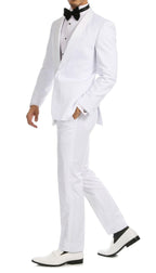 Ferrecci Men's Reno White Slim Fit Shawl Lapel 2 Piece Tuxedo Suit Set - Ferrecci USA 