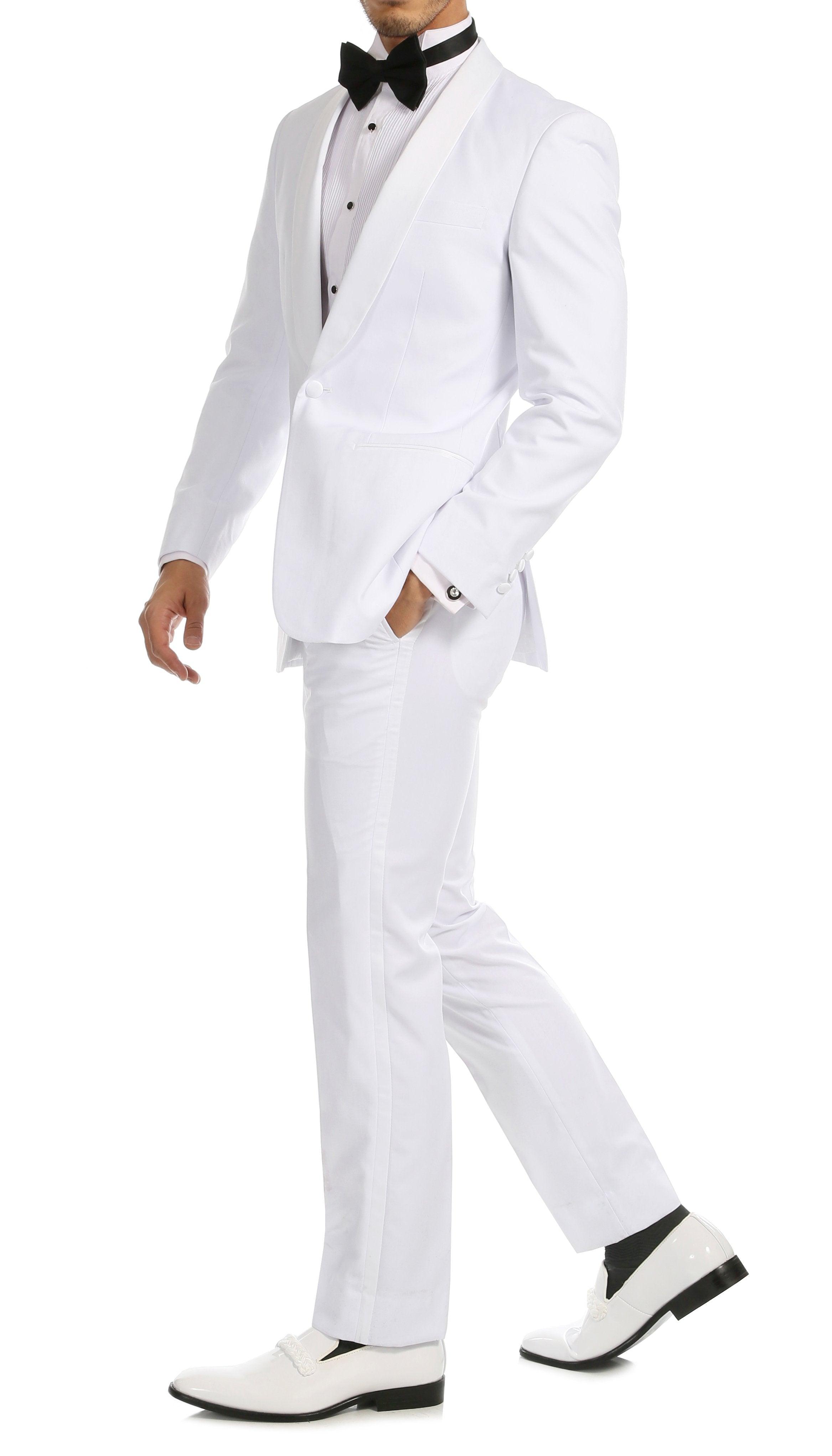 Ferrecci Men's Reno White Slim Fit Shawl Lapel 2 Piece Tuxedo Suit Set - Ferrecci USA 