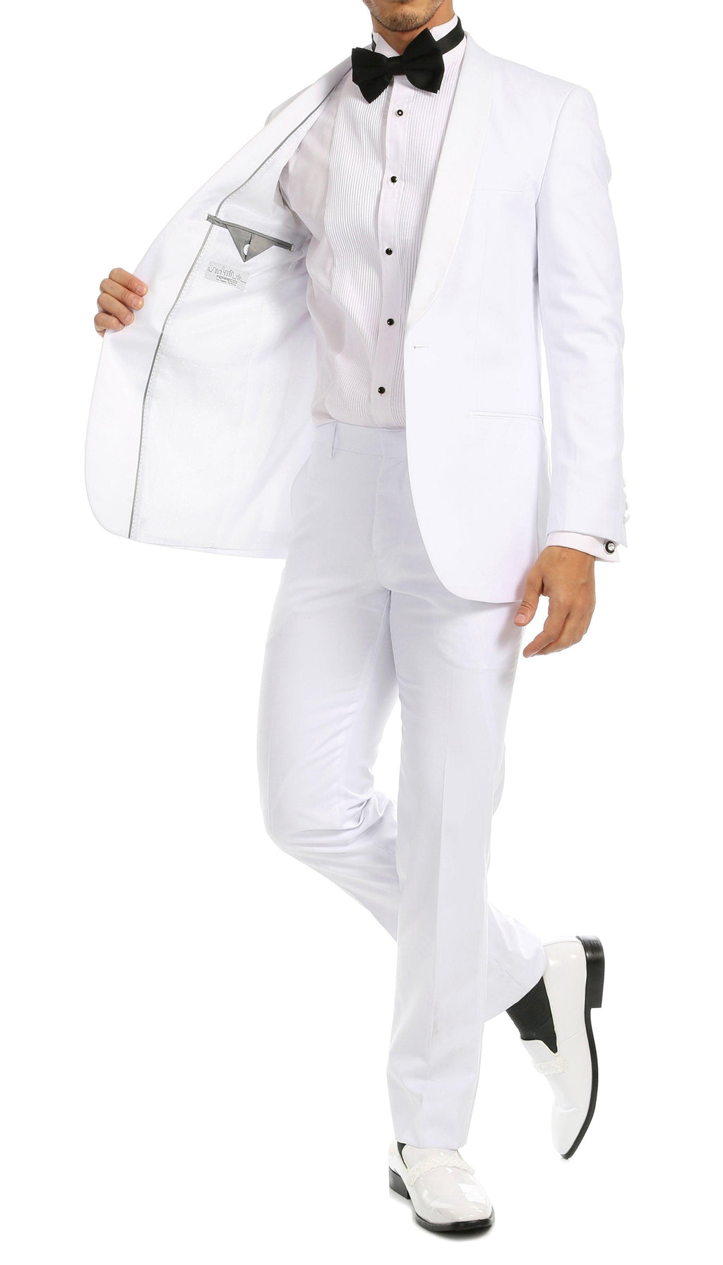 Ferrecci Men's Reno White Slim Fit Shawl Lapel 2 Piece Tuxedo Suit Set - Ferrecci USA 