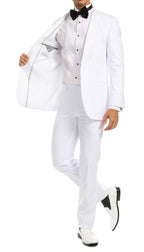 Ferrecci Men's Reno White Slim Fit Shawl Lapel 2 Piece Tuxedo Suit Set - Ferrecci USA 