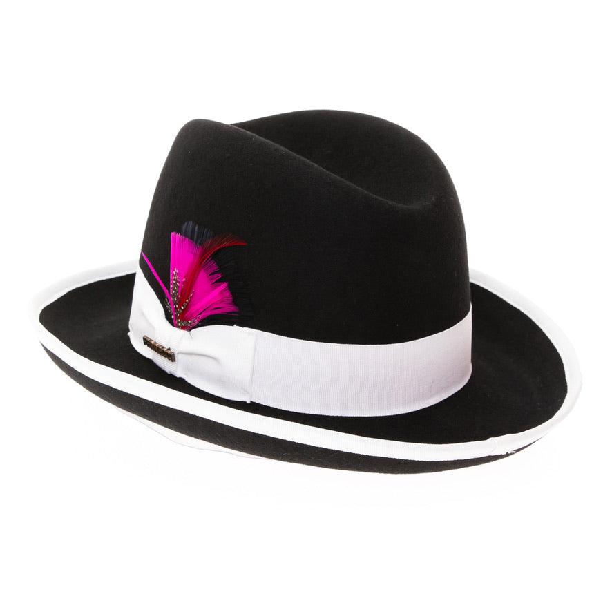 Ferrecci Black & White Two-Tone Godfather Fedora Hat