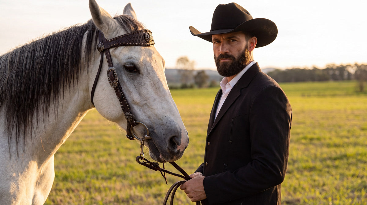 Men's Black Western Suit 2-Piece - Cowboy Suit with Western Yoke & Pearl Snaps