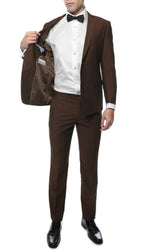 Hudson Brown Slim Fit 2 Piece Suit