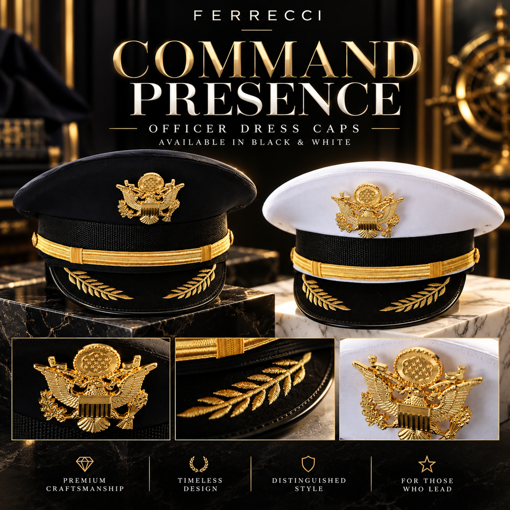 Captain Hat for Men & Women – Black Yacht, Boat & Pilot Cap with Eagle Crest | Ferrecci