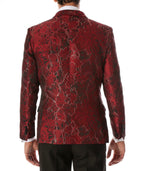 Men's Romi Red Floral Modern Fit Shawl Collar Tuxedo Blazer