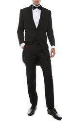 Ferrecci Men's Black Cutaway Regular Fit 2 Piece Tuxedo Suit