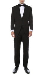 Ferrecci Men's Black Cutaway Regular Fit 2 Piece Tuxedo Suit