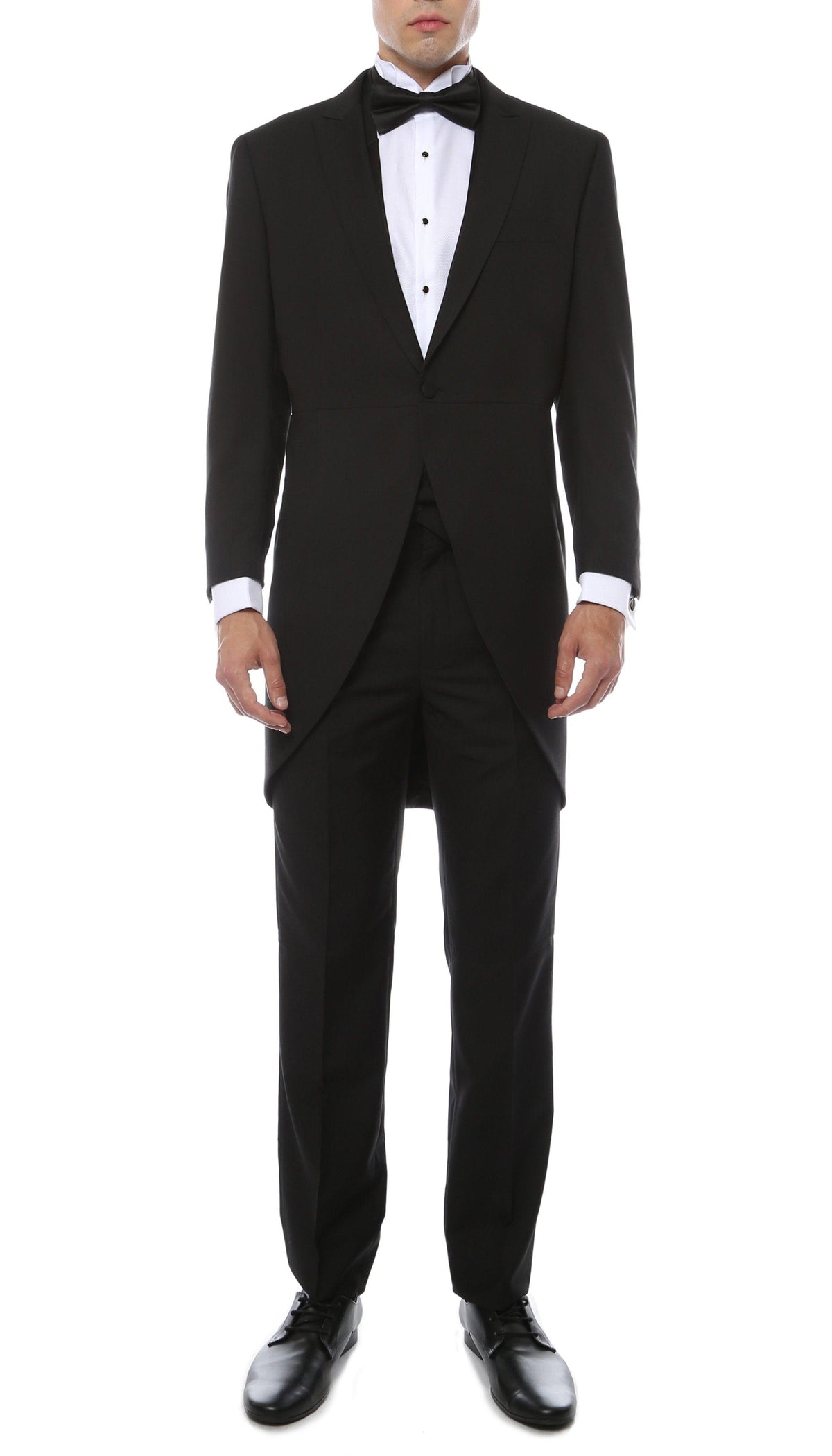 Ferrecci Men's Black Cutaway Regular Fit 2 Piece Tuxedo Suit