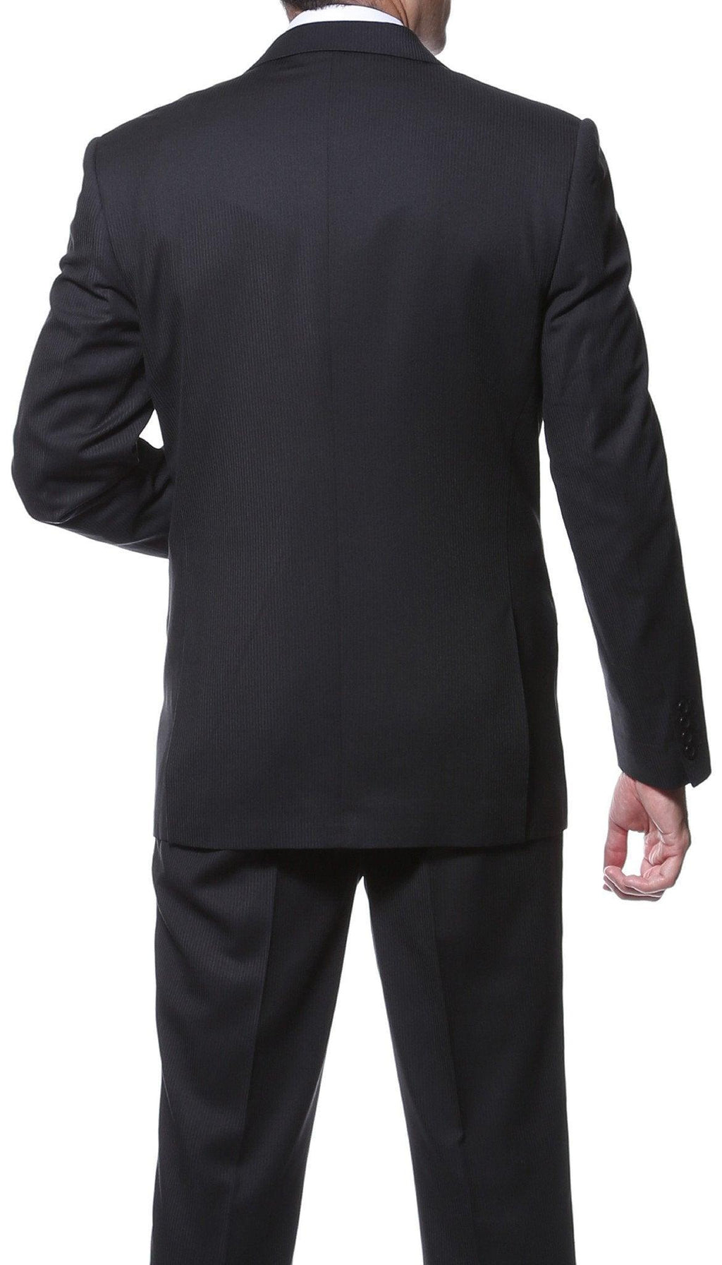 Parker 2 Piece Slim Fit Black Striped Tone on Tone Wool Suit