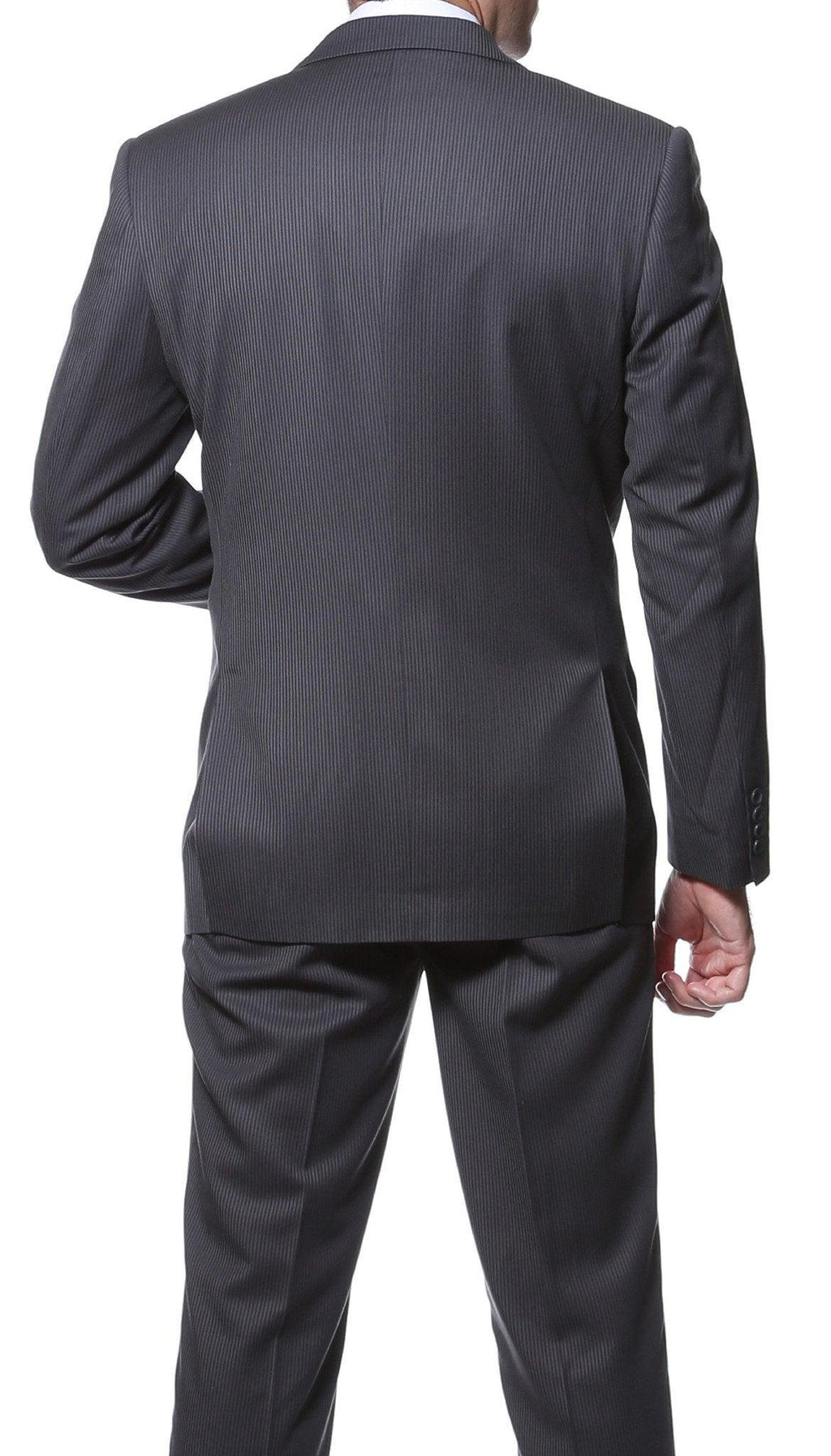 Parker 2 Piece Slim Fit Charcoal Striped Tone on Tone Wool Suit