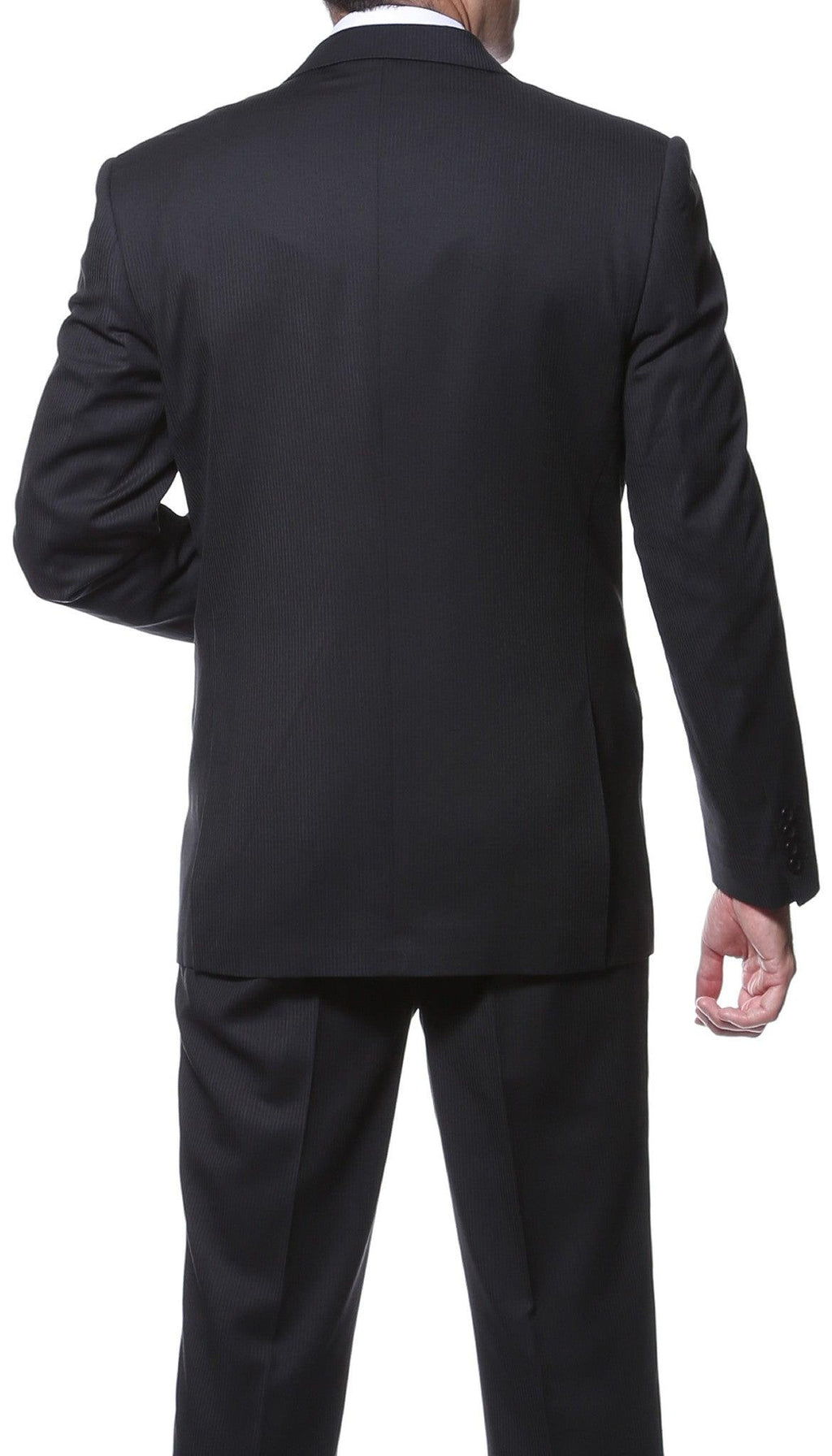Parker Slim Fit Black Striped Tone on Tone Wool Suit