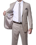 Parker Slim Fit Tan Striped Tone on Tone Wool Suit