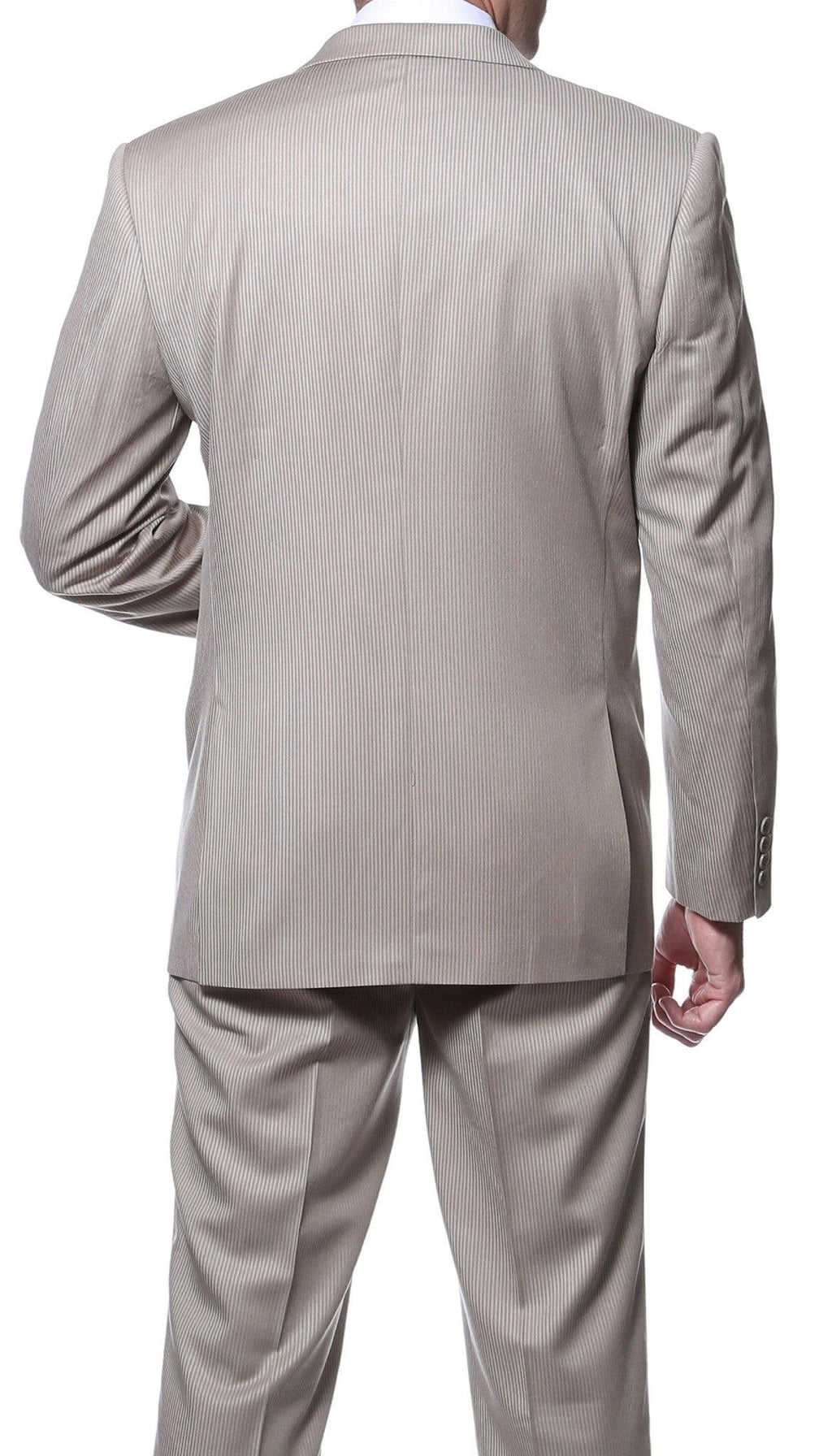 Parker Slim Fit Tan Striped Tone on Tone Wool Suit