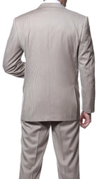 Parker Slim Fit Tan Striped Tone on Tone Wool Suit
