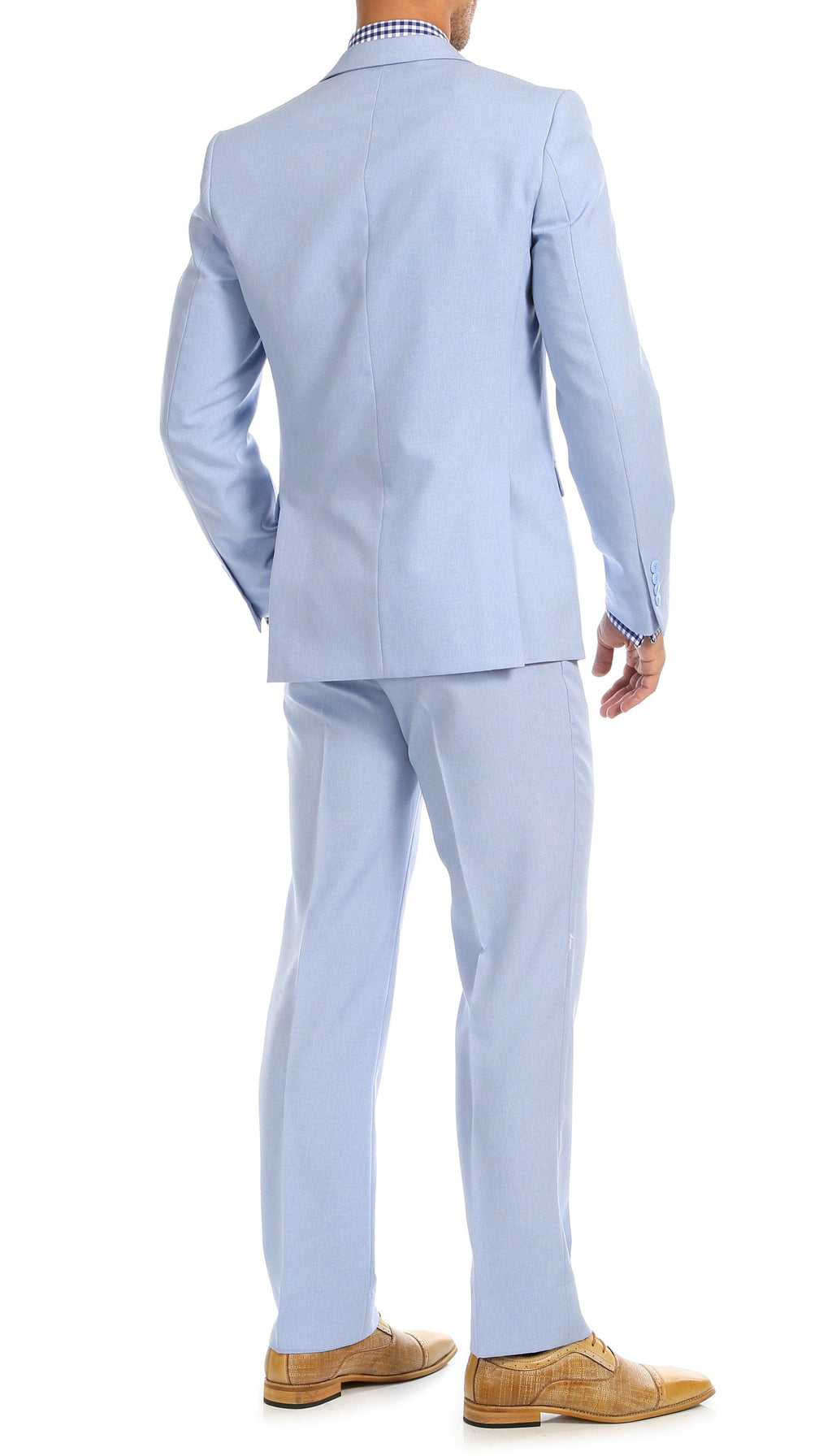 Paul Lorenzo Men's Sky Blue 2 Button Notch Lapel Slim Fit 2 Piece Suit - Ferrecci USA 