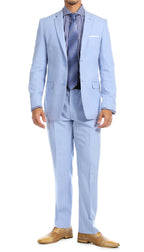 Paul Lorenzo Men's Sky Blue 2 Button Notch Lapel Slim Fit 2 Piece Suit - Ferrecci USA 