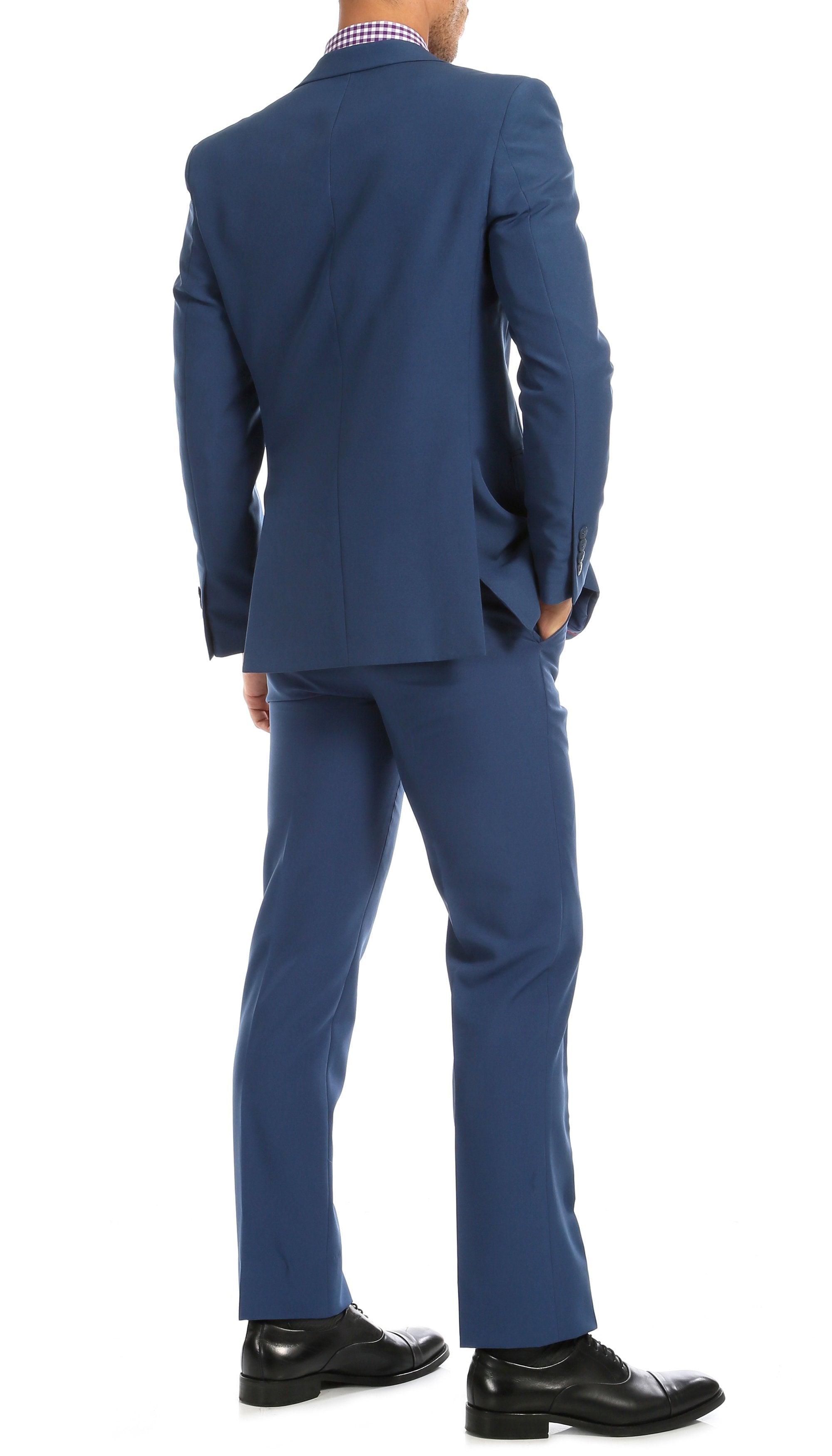 Paul Lorenzo Mens Indigo Slim Fit 2 Piece Suit - Ferrecci USA 
