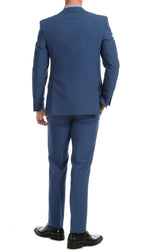 Paul Lorenzo Men's Indigo Slim Fit 2-Piece Suit - Notch Lapel, Flat Front Pants