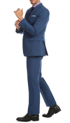 Paul Lorenzo Men's Indigo Slim Fit 2-Piece Suit - Notch Lapel, Flat Front Pants