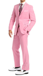 Paul Lorenzo Mens Pink Slim Fit 2 Piece Suit - Ferrecci USA 