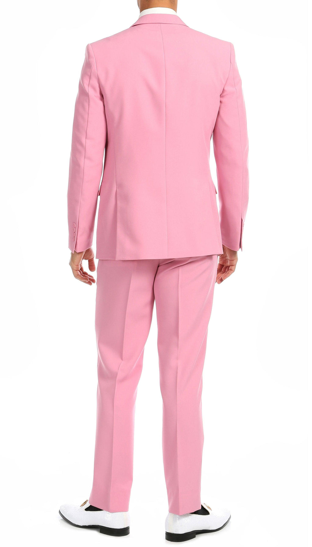 Paul Lorenzo Men's Pink Slim Fit 2-Piece Suit - Notch Lapel, Flat Front Pants