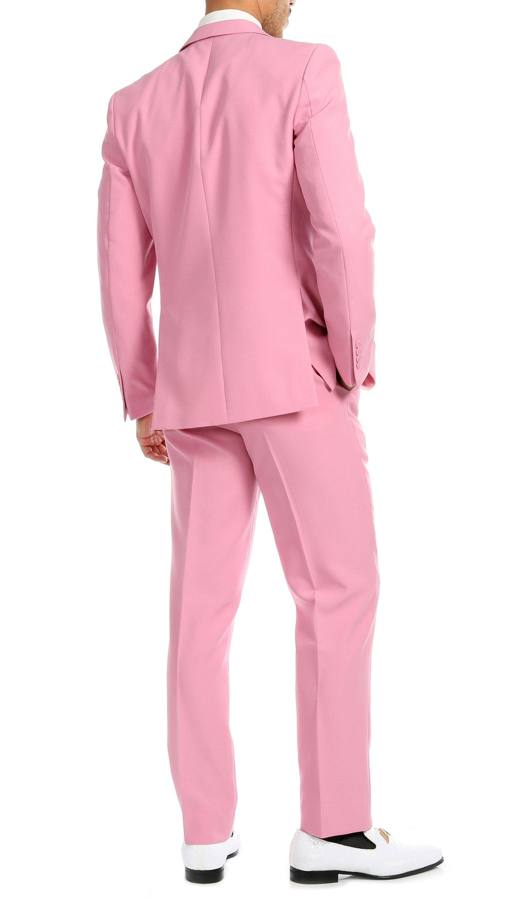 Paul Lorenzo Men's Pink Slim Fit 2-Piece Suit - Notch Lapel, Flat Front Pants